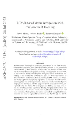 LiDAR-based drone navigation with reinforcement learning