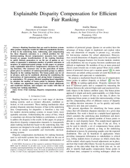Explainable Disparity Compensation for Efficient Fair Ranking