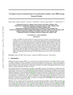 Unsupervised reconstruction of accelerated cardiac cine MRI using Neural
  Fields