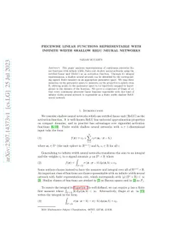 Piecewise Linear Functions Representable with Infinite Width Shallow
  ReLU Neural Networks