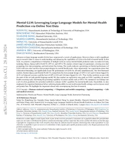 Mental-LLM: Leveraging Large Language Models for Mental Health
  Prediction via Online Text Data