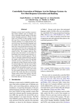 Controllable Generation of Dialogue Acts for Dialogue Systems via
  Few-Shot Response Generation and Ranking