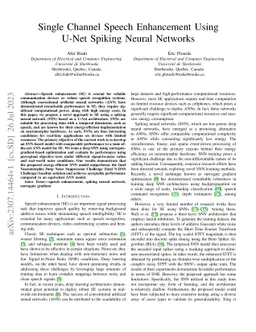 Single Channel Speech Enhancement Using U-Net Spiking Neural Networks