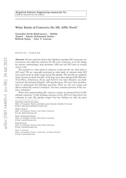 What Kinds of Contracts Do ML APIs Need?