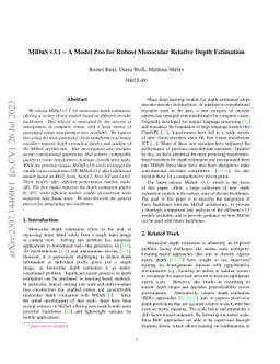 MiDaS v3.1 -- A Model Zoo for Robust Monocular Relative Depth Estimation