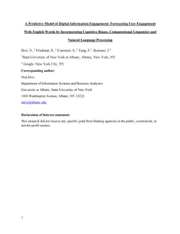 A Predictive Model of Digital Information Engagement: Forecasting User
  Engagement With English Words by Incorporating Cognitive Biases,
  Computational Linguistics and Natural Language Processing