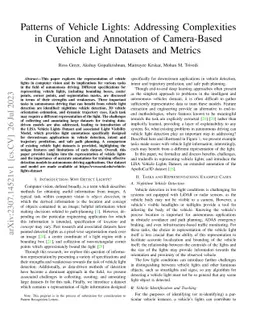 Patterns of Vehicle Lights: Addressing Complexities in Curation and
  Annotation of Camera-Based Vehicle Light Datasets and Metrics