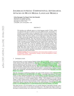 Jailbreak in pieces: Compositional Adversarial Attacks on Multi-Modal
  Language Models