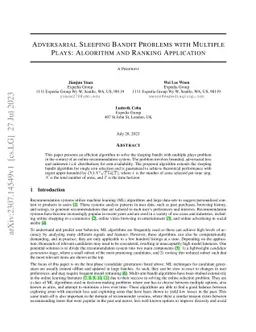 Adversarial Sleeping Bandit Problems with Multiple Plays: Algorithm and
  Ranking Application