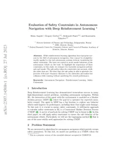 Evaluation of Safety Constraints in Autonomous Navigation with Deep
  Reinforcement Learning