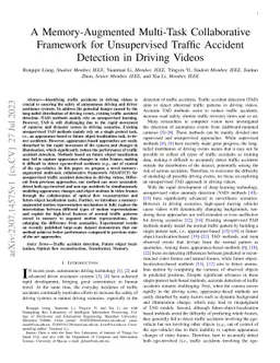 A Memory-Augmented Multi-Task Collaborative Framework for Unsupervised
  Traffic Accident Detection in Driving Videos
