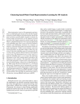 Clustering based Point Cloud Representation Learning for 3D Analysis