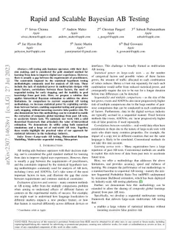 Rapid and Scalable Bayesian AB Testing