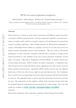 HTNet for micro-expression recognition