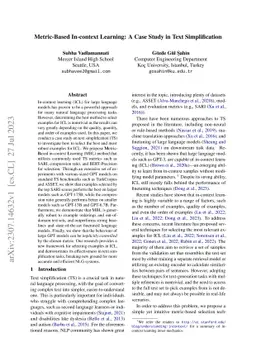 Metric-Based In-context Learning: A Case Study in Text Simplification