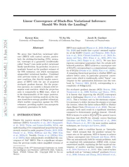Linear Convergence of Black-Box Variational Inference: Should We Stick
  the Landing?