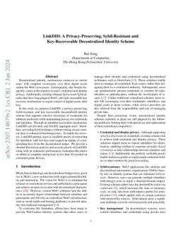 LinkDID: A Privacy-Preserving, Sybil-Resistant and Key-Recoverable Decentralized Identity Scheme