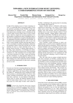 Towards a New Interface for Music Listening: A User Experience Study on
  YouTube