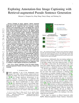 Exploring Annotation-free Image Captioning with Retrieval-augmented
  Pseudo Sentence Generation