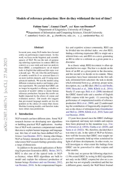 Models of reference production: How do they withstand the test of time?