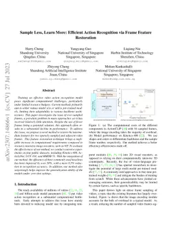 Sample Less, Learn More: Efficient Action Recognition via Frame Feature
  Restoration