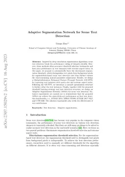 Adaptive Segmentation Network for Scene Text Detection