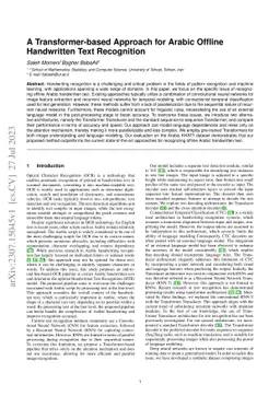 A Transformer-based Approach for Arabic Offline Handwritten Text
  Recognition