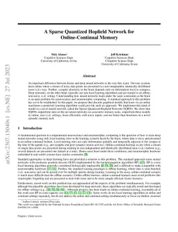 A Sparse Quantized Hopfield Network for Online-Continual Memory