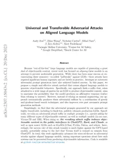 Universal and Transferable Adversarial Attacks on Aligned Language
  Models