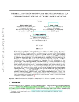 Writer adaptation for offline text recognition: An exploration of neural
  network-based methods