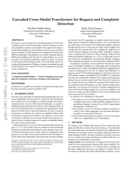 Cascaded Cross-Modal Transformer for Request and Complaint Detection