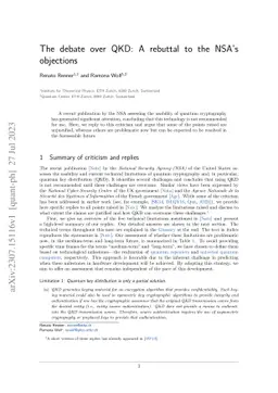 The debate over QKD: A rebuttal to the NSA's objections