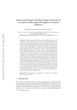 End-to-end Remote Sensing Change Detection of Unregistered Bi-temporal
  Images for Natural Disasters