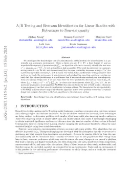 A/B Testing and Best-arm Identification for Linear Bandits with
  Robustness to Non-stationarity