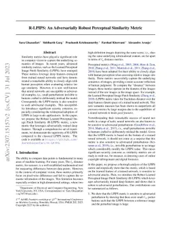 R-LPIPS: An Adversarially Robust Perceptual Similarity Metric