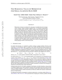 The Marginal Value of Momentum for Small Learning Rate SGD