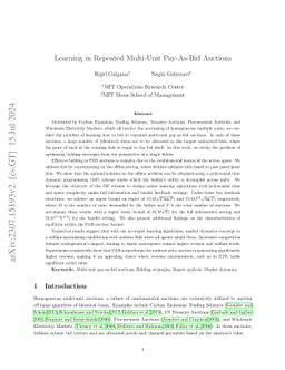 Learning in Repeated Multi-Unit Pay-As-Bid Auctions