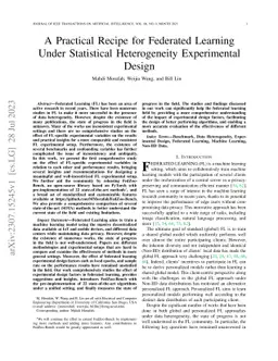 A Practical Recipe for Federated Learning Under Statistical
  Heterogeneity Experimental Design