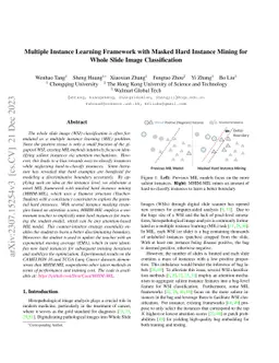 Multiple Instance Learning Framework with Masked Hard Instance Mining
  for Whole Slide Image Classification