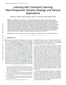 Learning with Constraint Learning: New Perspective, Solution Strategy
  and Various Applications