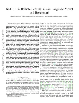 RSGPT: A Remote Sensing Vision Language Model and Benchmark