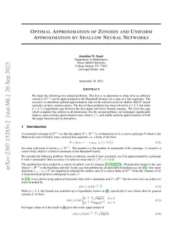 Optimal Approximation of Zonoids and Uniform Approximation by Shallow Neural Networks