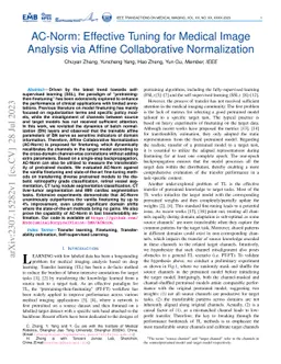 AC-Norm: Effective Tuning for Medical Image Analysis via Affine
  Collaborative Normalization