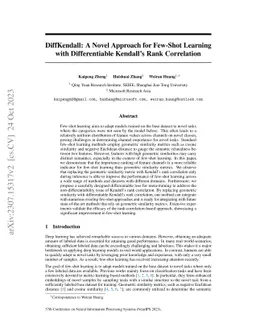 DiffKendall: A Novel Approach for Few-Shot Learning with Differentiable
  Kendall's Rank Correlation