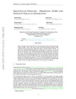 Skeleton-of-Thought: Prompting LLMs for Efficient Parallel Generation