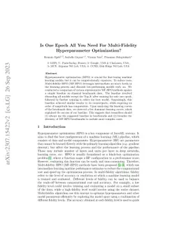 Is One Epoch All You Need For Multi-Fidelity Hyperparameter
  Optimization?