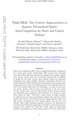 Trie-NLG: Trie Context Augmentation to Improve Personalized Query
  Auto-Completion for Short and Unseen Prefixes