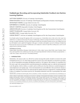 FeedbackLogs: Recording and Incorporating Stakeholder Feedback into
  Machine Learning Pipelines