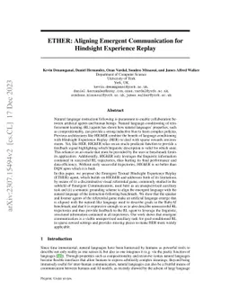 ETHER: Aligning Emergent Communication for Hindsight Experience Replay