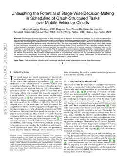 Unleashing the Potential of Stage-Wise Decision-Making in Scheduling of
  Graph-Structured Tasks over Mobile Vehicular Clouds